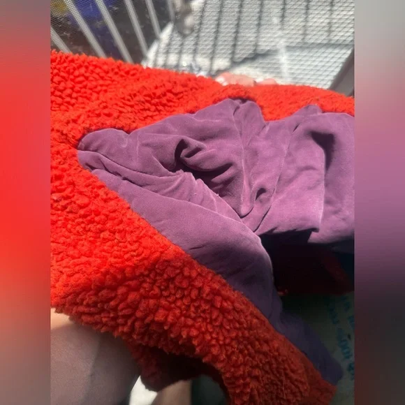 Free People Rivington fleece zip up size Small red with black purple vintage - Picture 9 of 16